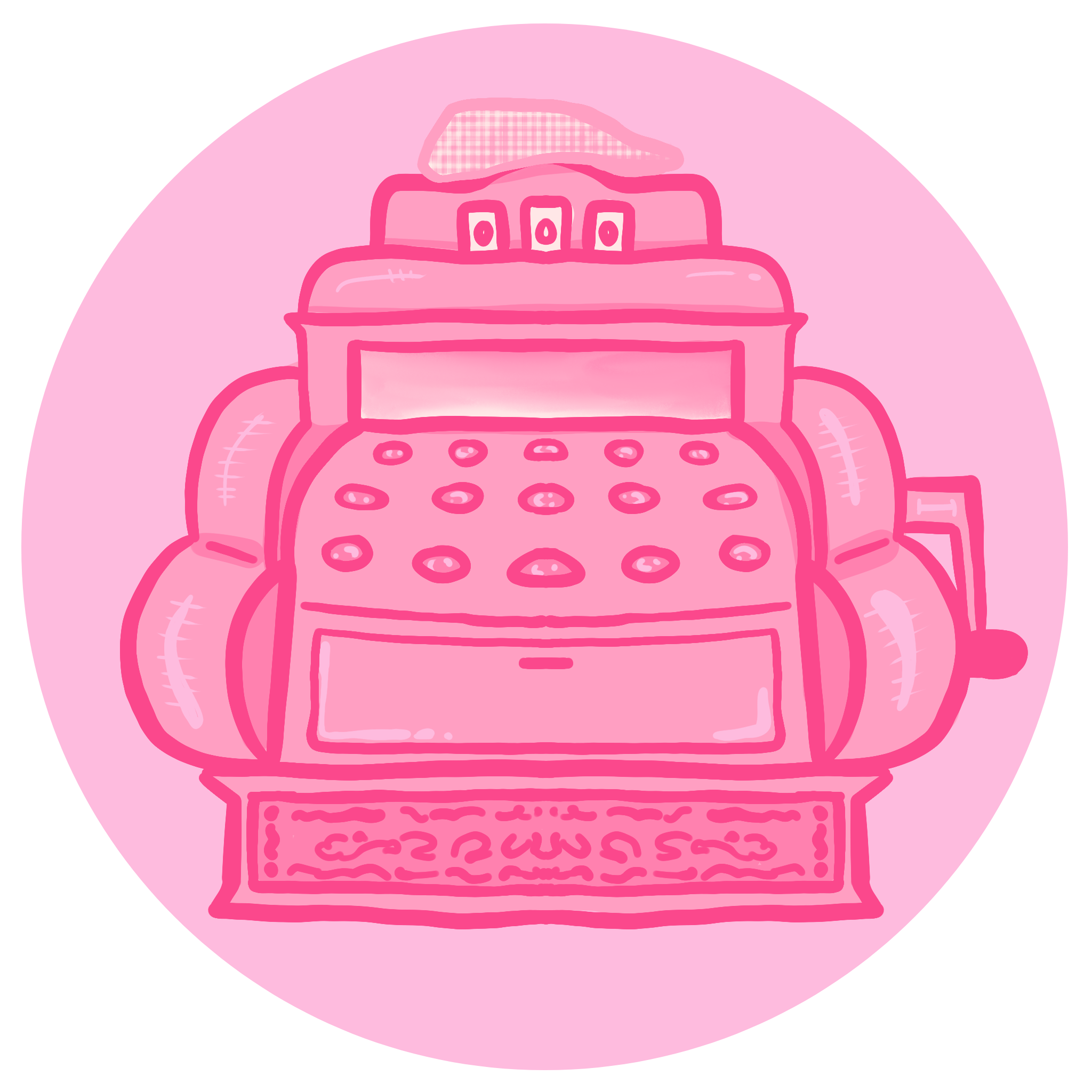 The logo for the legacy model faction in CT3000. It depicts a typewriter with a golfer's cap.