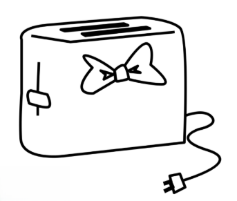 A third player character, a toaster with a bow tie.
